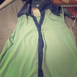 Sheer turquoise button up